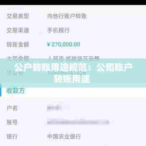 公户转账用途规范:公司账户转账用途