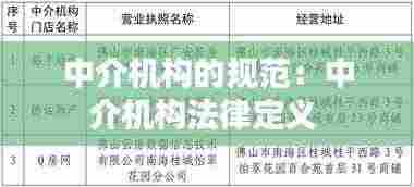 中介机构的规范:中介机构法律定义