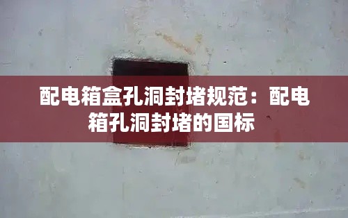 配电箱盒孔洞封堵规范：配电箱孔洞封堵的国标 